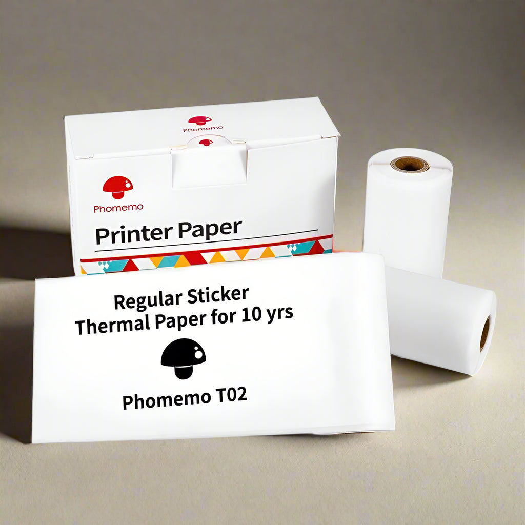 Phomemo printer paper packaging with two rolls to use on mini printer