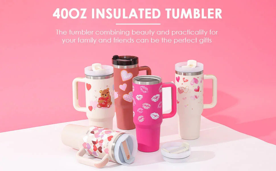 Sippra – 40oz Insulated Tumbler With Handle & Straw