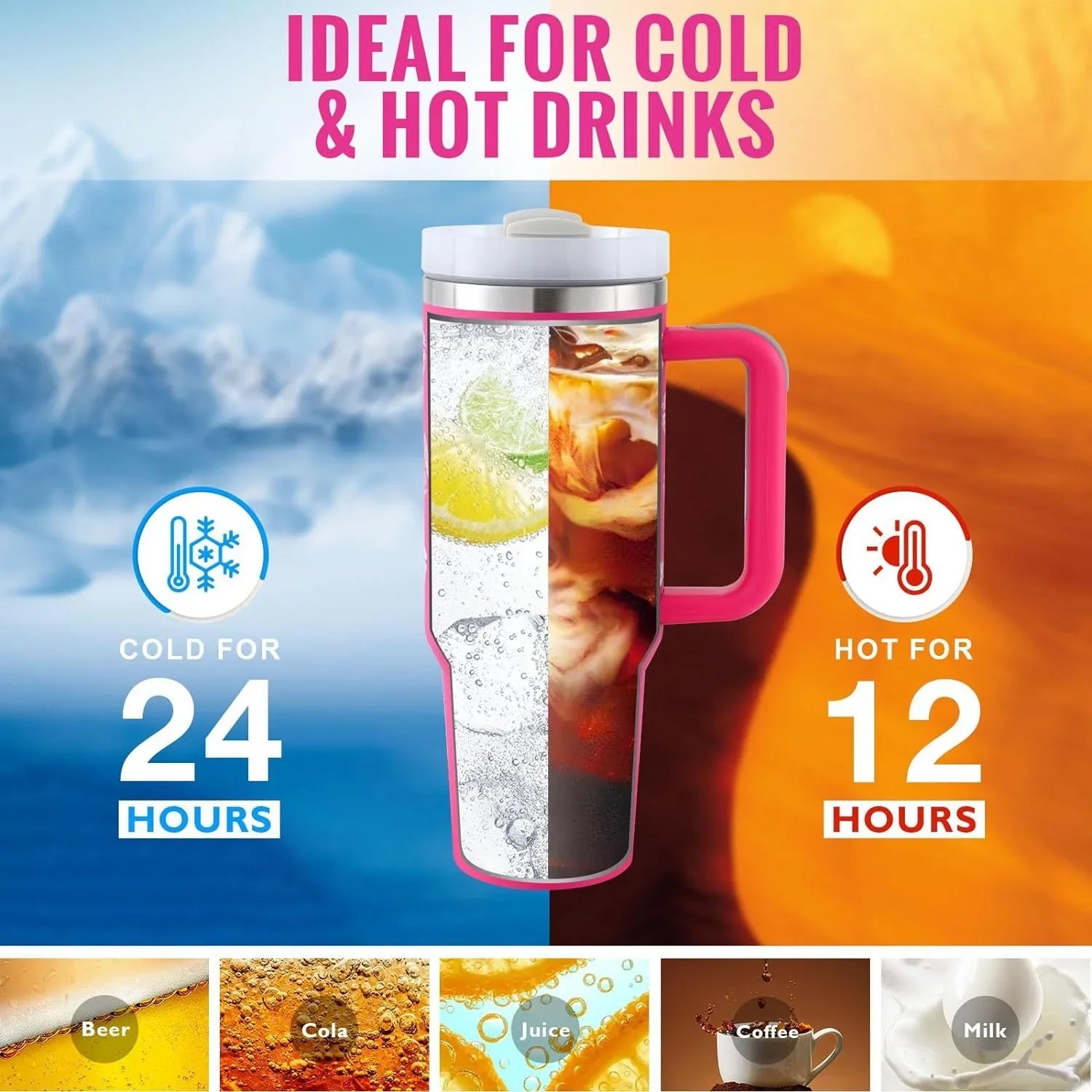 Sippra – 40oz Insulated Tumbler With Handle & Straw